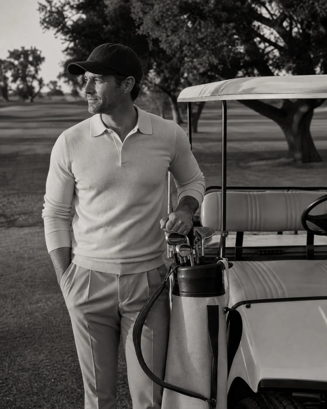 A golfer after a considered practice session